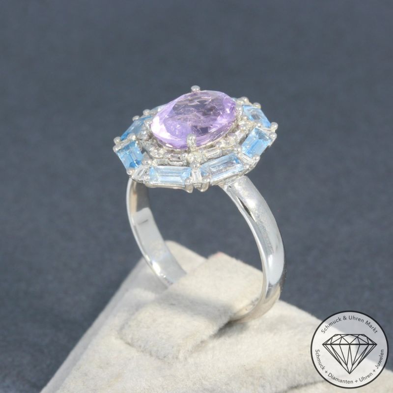 Wert 1790 € Brillant Diamant Amethyst Topas Ring in 750er 18 K Weißgold - 96326