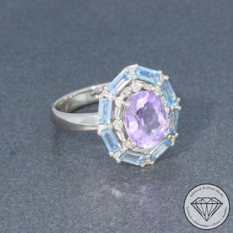Wert 1790 € Brillant Diamant Amethyst Topas Ring in 750er 18 K Weißgold - 96326