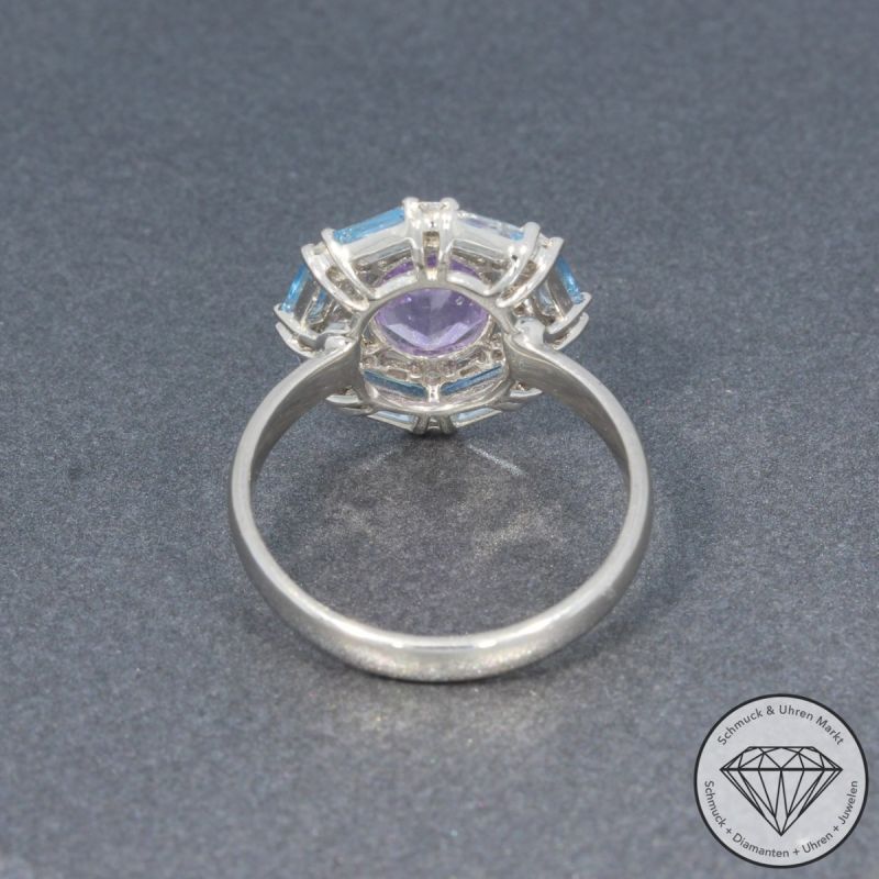 Wert 1790 € Brillant Diamant Amethyst Topas Ring in 750er 18 K Weißgold - 96326