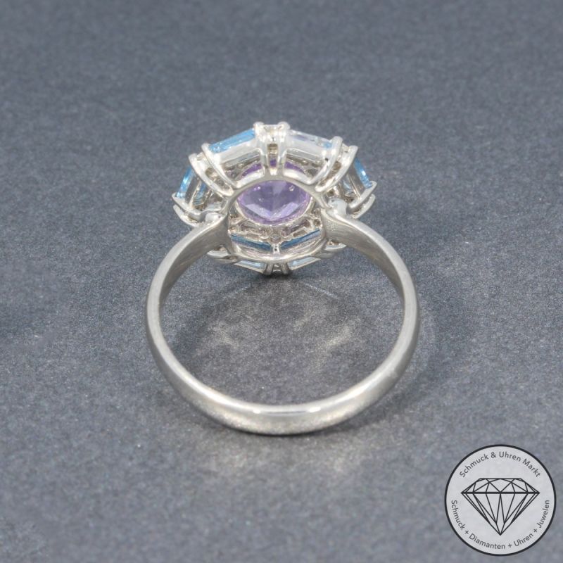 Wert 1790 € Brillant Diamant Amethyst Topas Ring in 750er 18 K Weißgold - 96326