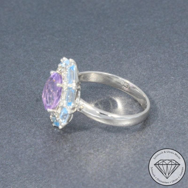 Wert 1790 € Brillant Diamant Amethyst Topas Ring in 750er 18 K Weißgold - 96326