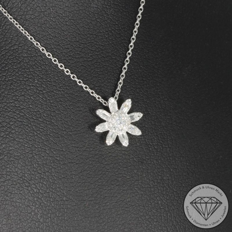 Wert 1090 € Brillant Diamant Anhänger mit Kette in 750er 18 K Weißgold - 96331