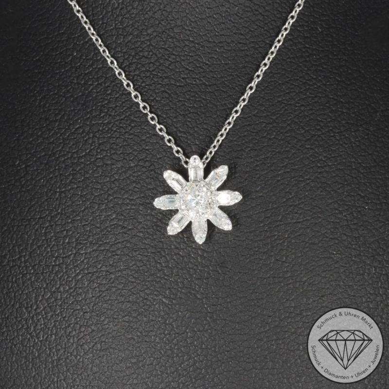 Wert 1090 € Brillant Diamant Anhänger mit Kette in 750er 18 K Weißgold - 96331
