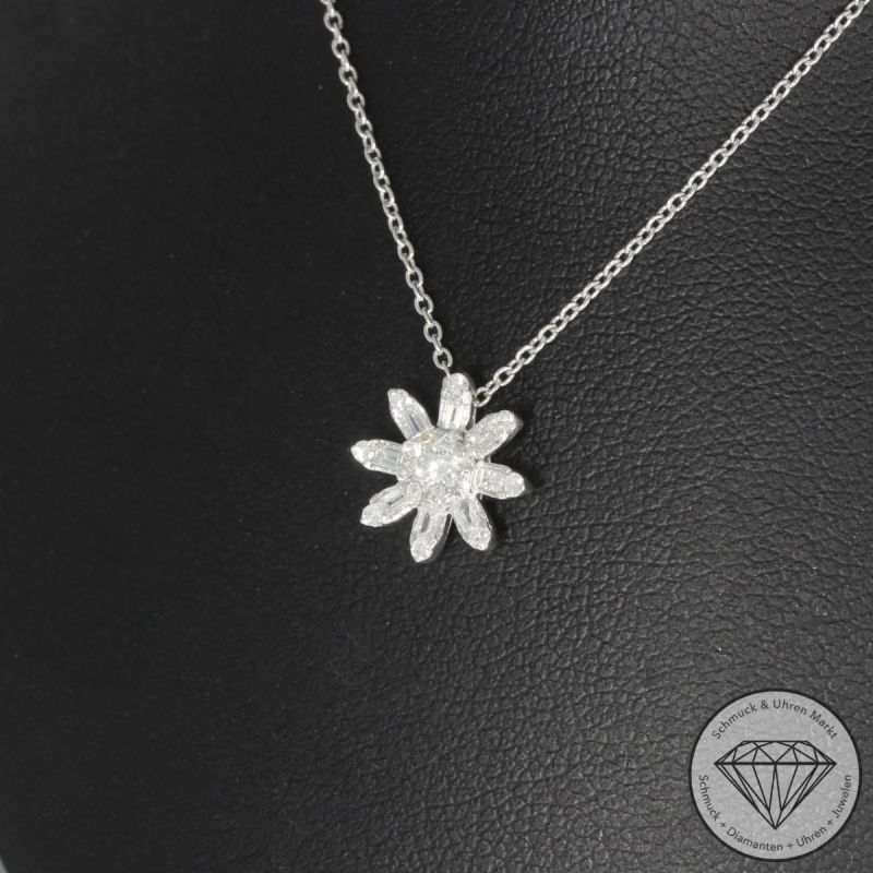 Wert 1090 € Brillant Diamant Anhänger mit Kette in 750er 18 K Weißgold - 96331