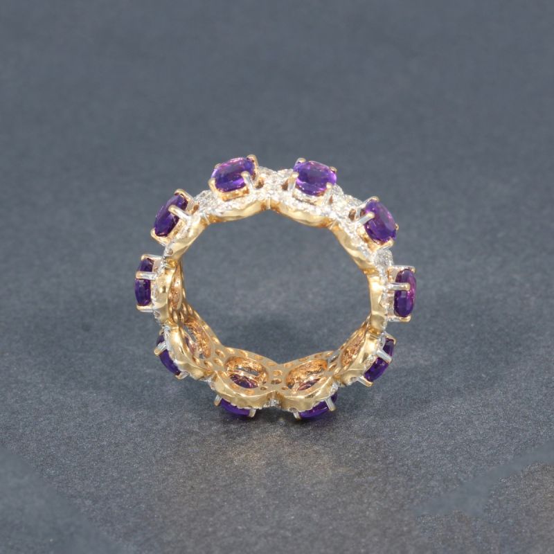 Wert 4290 € Brillant Amethyst Ring 750er/18 Karat Rosé Gold Größe 55 – 96359