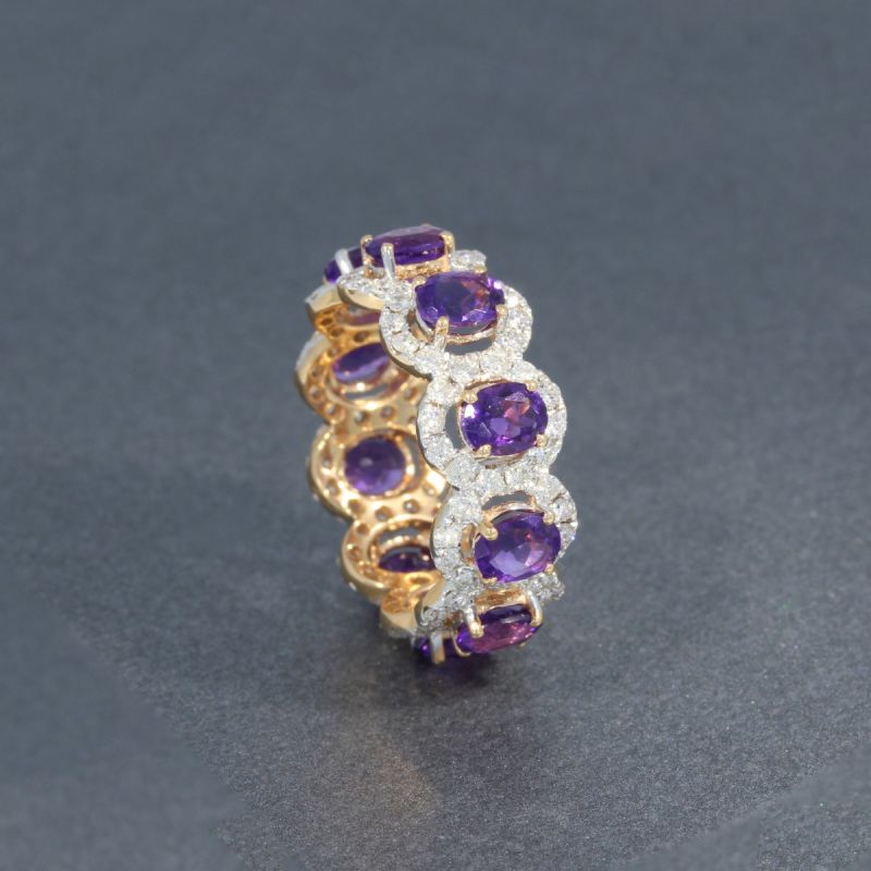 Wert 4290 € Brillant Amethyst Ring 750er/18 Karat Rosé Gold Größe 55 – 96359