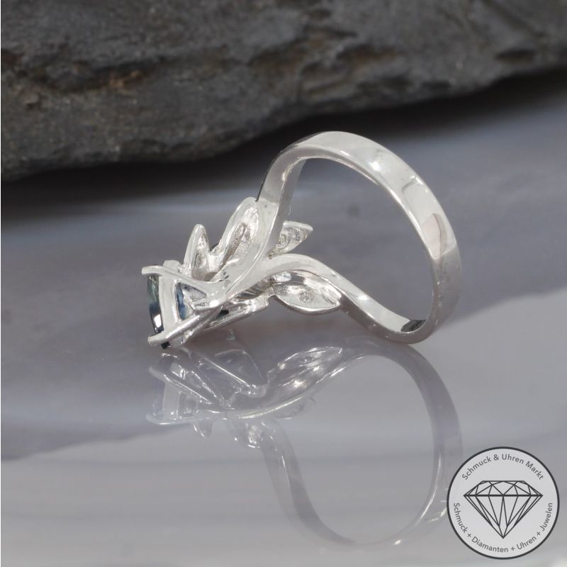 Wert 1100 € Brillant Saphir Ring in 585er 14 K Weißgold - 96395