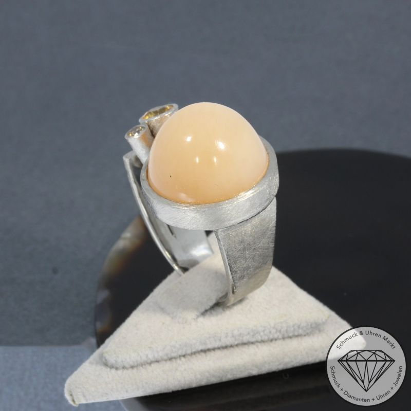 Sale! Wert 4790 € Brillant Saphir Mondstein Ring in 750er 18 K Weißgold - 96398