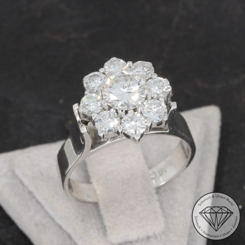 Sale! Wert 6990 € Brillant Ring (ca. 1,55 carat) in 750er 18 K Weißgold - 96406