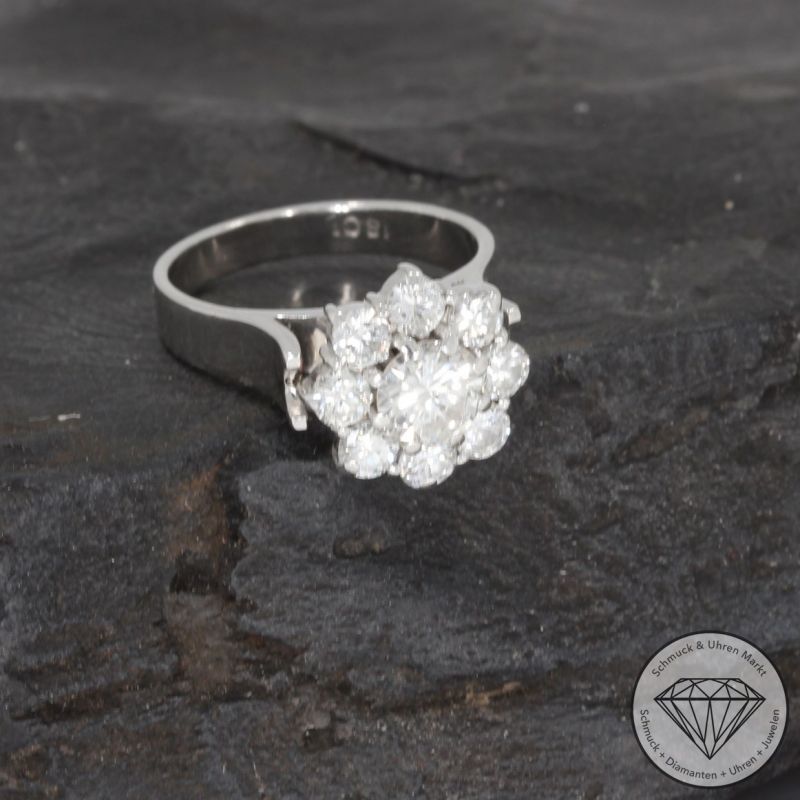 Sale! Wert 6990 € Brillant Ring (ca. 1,55 carat) in 750er 18 K Weißgold - 96406