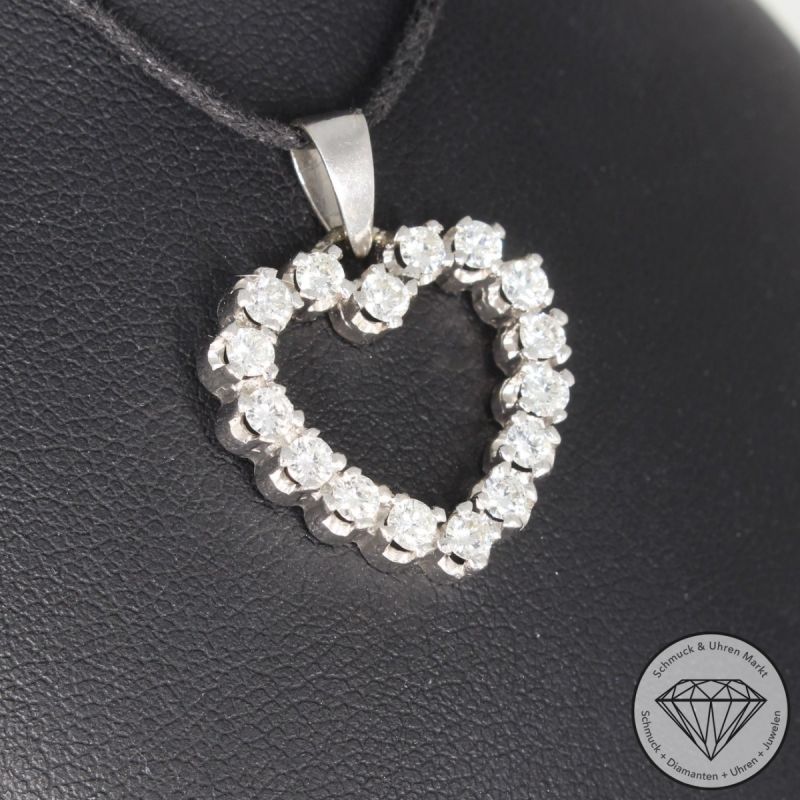 Wert 3390 € Brillant Anhänger Herz (ca. 0,90 carat) in 585er 14 K Weißgold - 96478