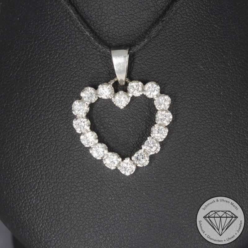 Wert 3390 € Brillant Anhänger Herz (ca. 0,90 carat) in 585er 14 K Weißgold - 96478