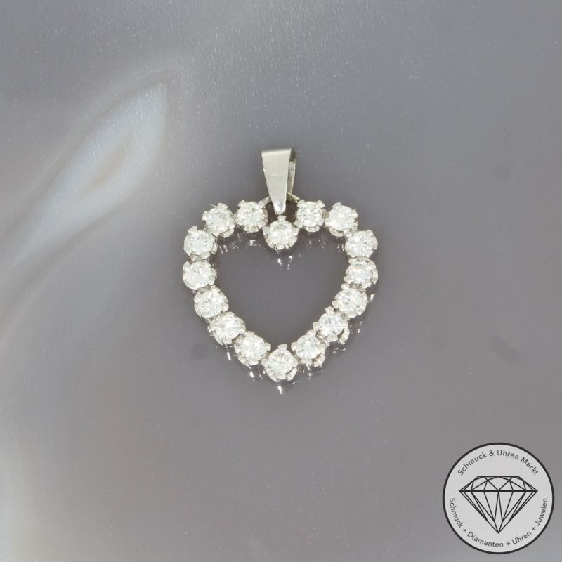 Wert 3390 € Brillant Anhänger Herz (ca. 0,90 carat) in 585er 14 K Weißgold - 96478