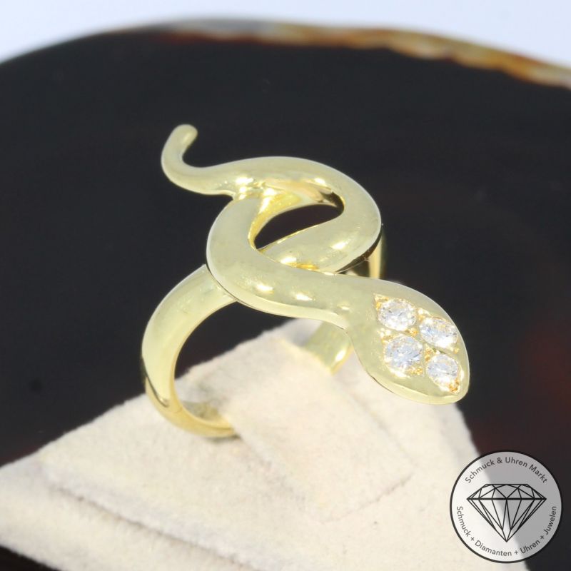 Wert 1990 € Brillant Ring Schlange (ca. 0,15 carat) in 585er 14 K Gelbgold - 96503