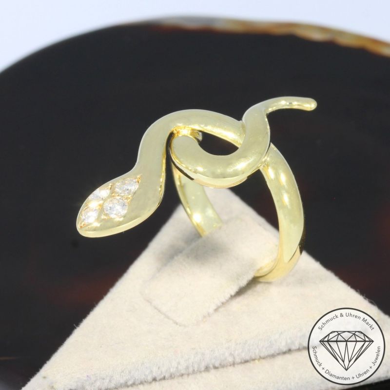 Wert 1990 € Brillant Ring Schlange (ca. 0,15 carat) in 585er 14 K Gelbgold - 96503