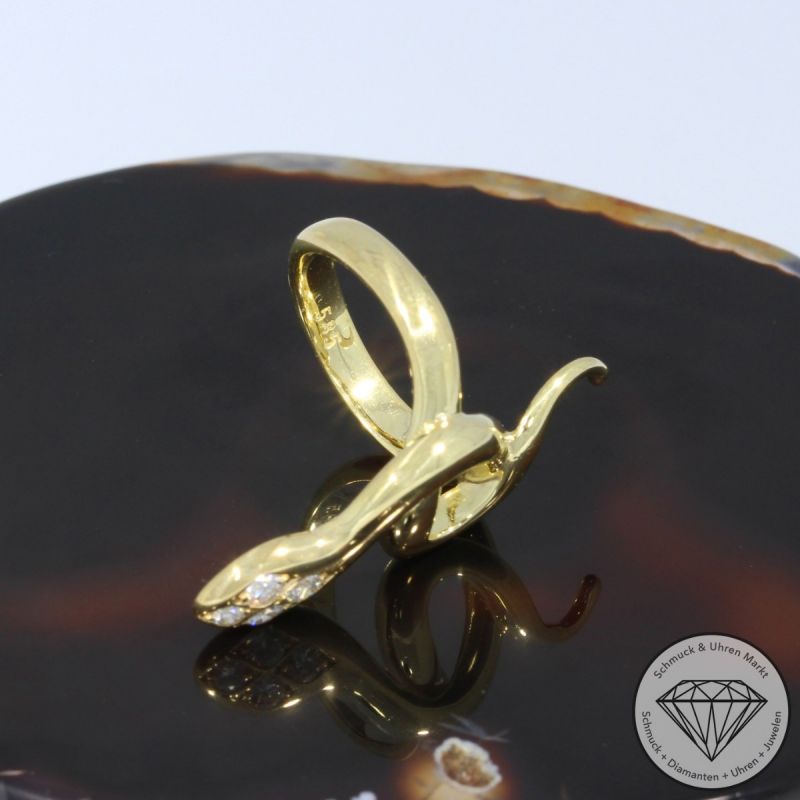 Wert 1990 € Brillant Ring Schlange (ca. 0,15 carat) in 585er 14 K Gelbgold - 96503