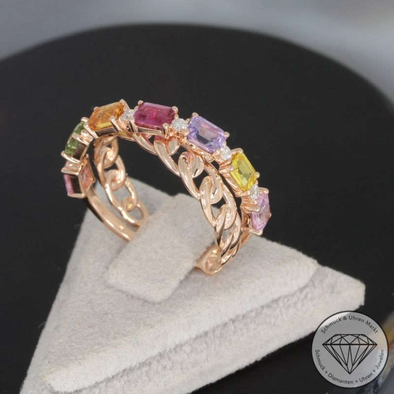 Wert 2250 € Brillant Saphir Ring in 585er 14 K Roségold - H1742