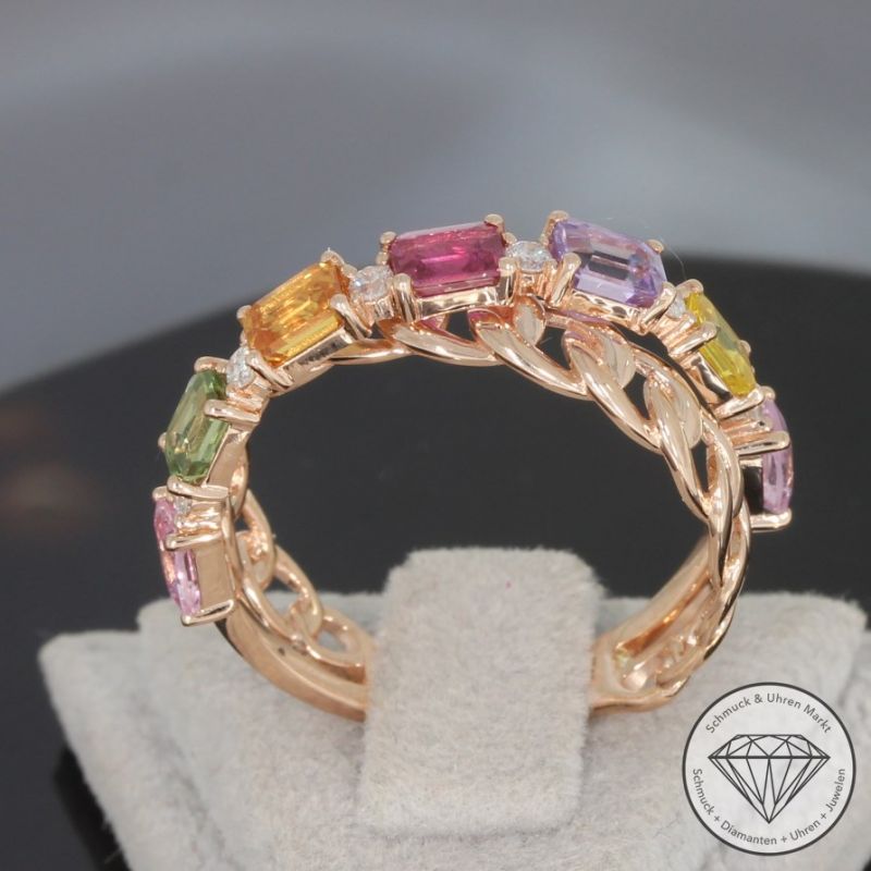 Wert 2250 € Brillant Saphir Ring in 585er 14 K Roségold - H1742