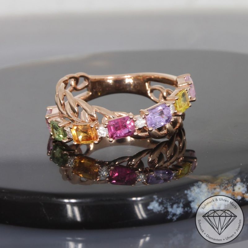 Wert 2250 € Brillant Saphir Ring in 585er 14 K Roségold - H1742