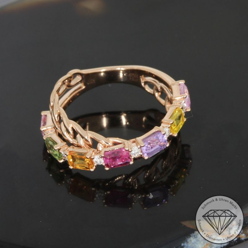 Wert 2250 € Brillant Saphir Ring in 585er 14 K Roségold - H1742