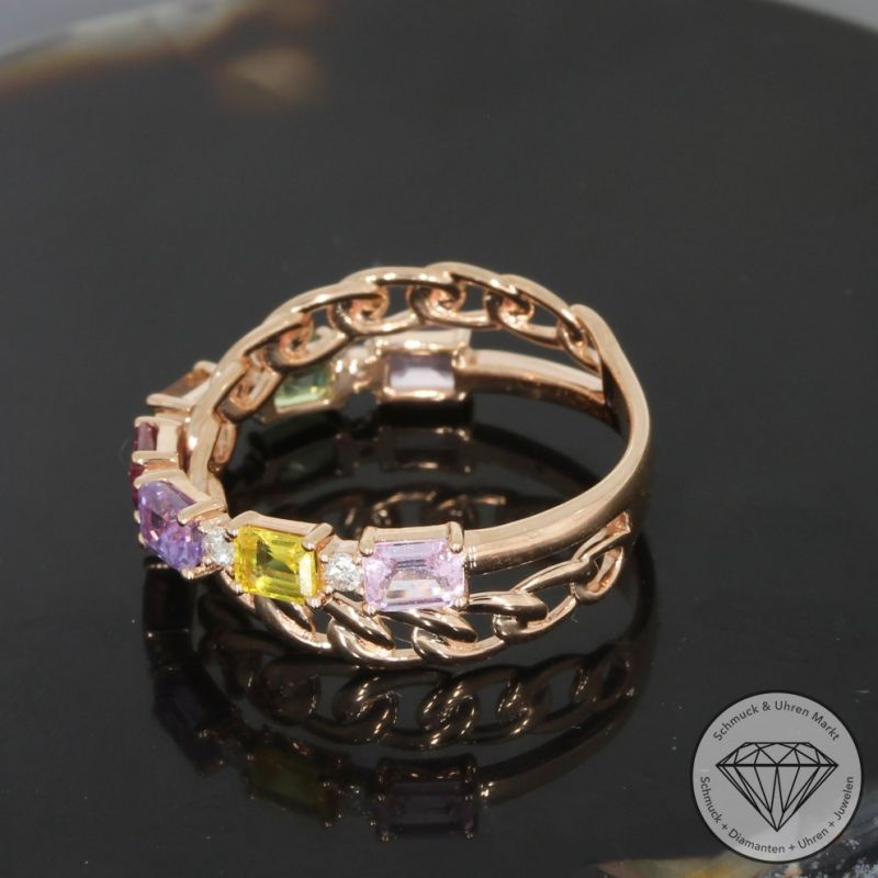 Wert 2250 € Brillant Saphir Ring in 585er 14 K Roségold - H1742