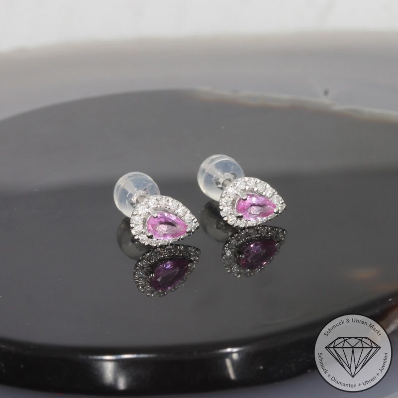 Wert 950 € Brillant Saphir Ohrstecker in 900er Platin - H1740