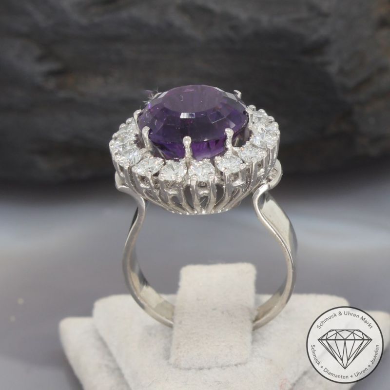 Wert 2900 € Brillant Amethyst Ring in 585er 14 K Weißgold - 96596