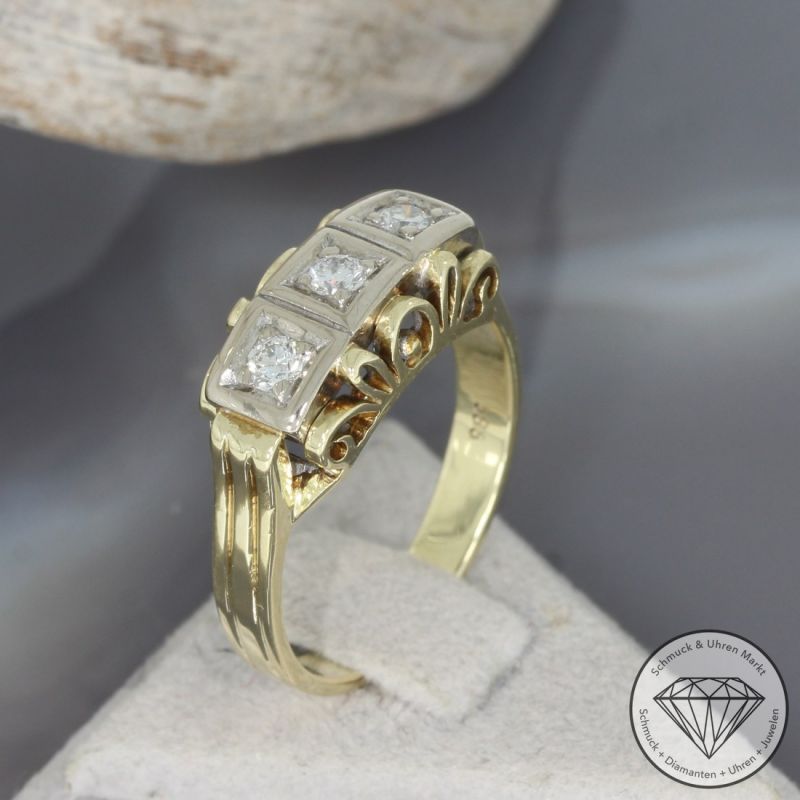 Wert 1290 € Bicolor Brillant Ring (ca. 0,15 carat) in 585er 14 K Gold - 96617