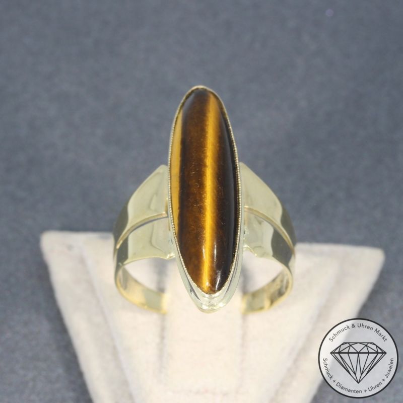 Wert 450 € Tigerauge Ring in 333er 8 K Gelbgold - 96625