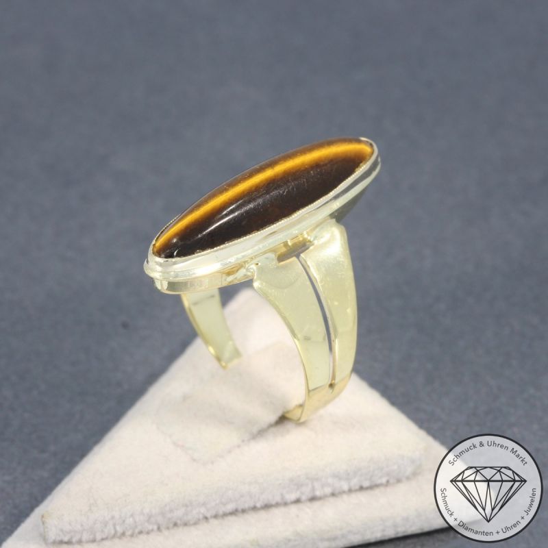 Wert 450 € Tigerauge Ring in 333er 8 K Gelbgold - 96625