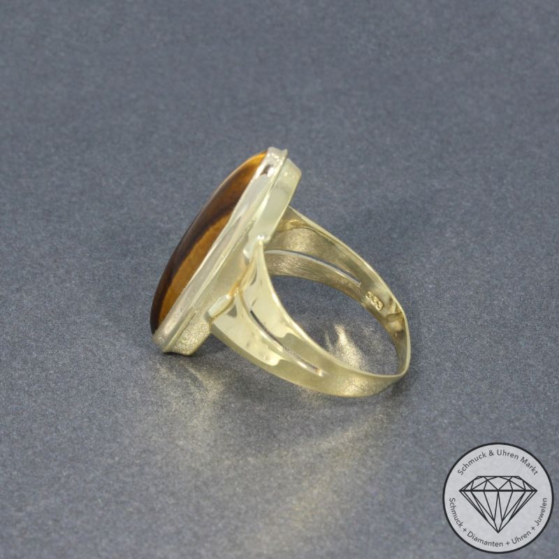 Wert 450 € Tigerauge Ring in 333er 8 K Gelbgold - 96625