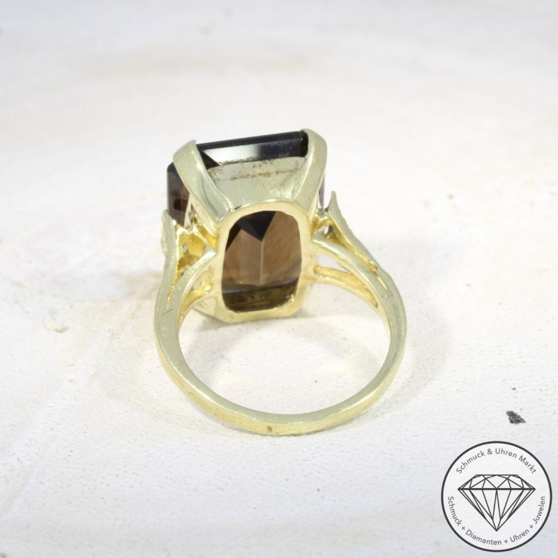 Sale! Wert 980 € Rauchquarz Ring in 585er 14 K Gelbgold - 96681