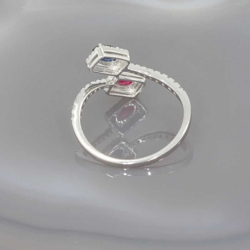 Wert 2170 € Brillant Rubin Saphir Ring in 585er 14 K Weißgold - H1735