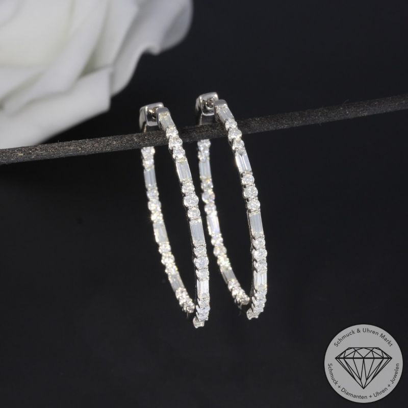 Wert 8900 € Brillant Diamant Creolen in 585er 14 K Weißgold - 96845