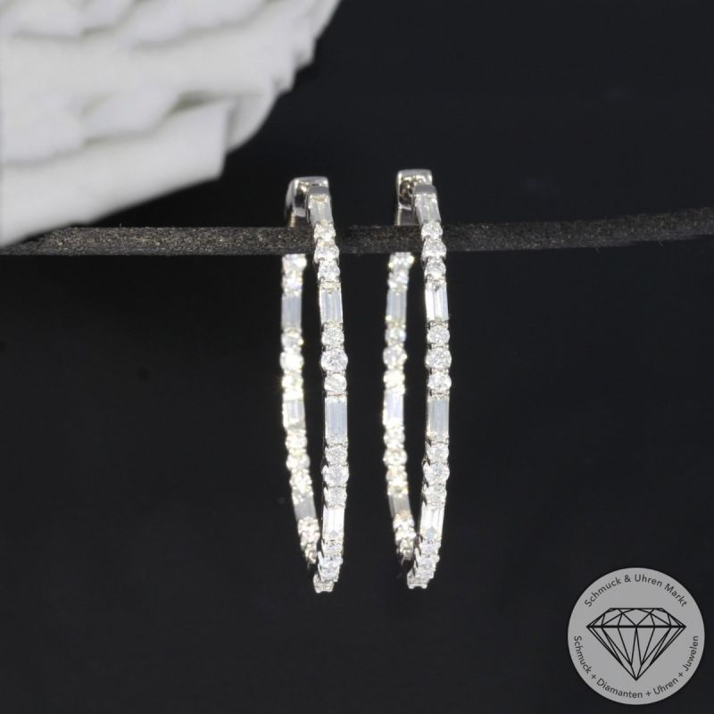 Wert 8900 € Brillant Diamant Creolen in 585er 14 K Weißgold - 96845