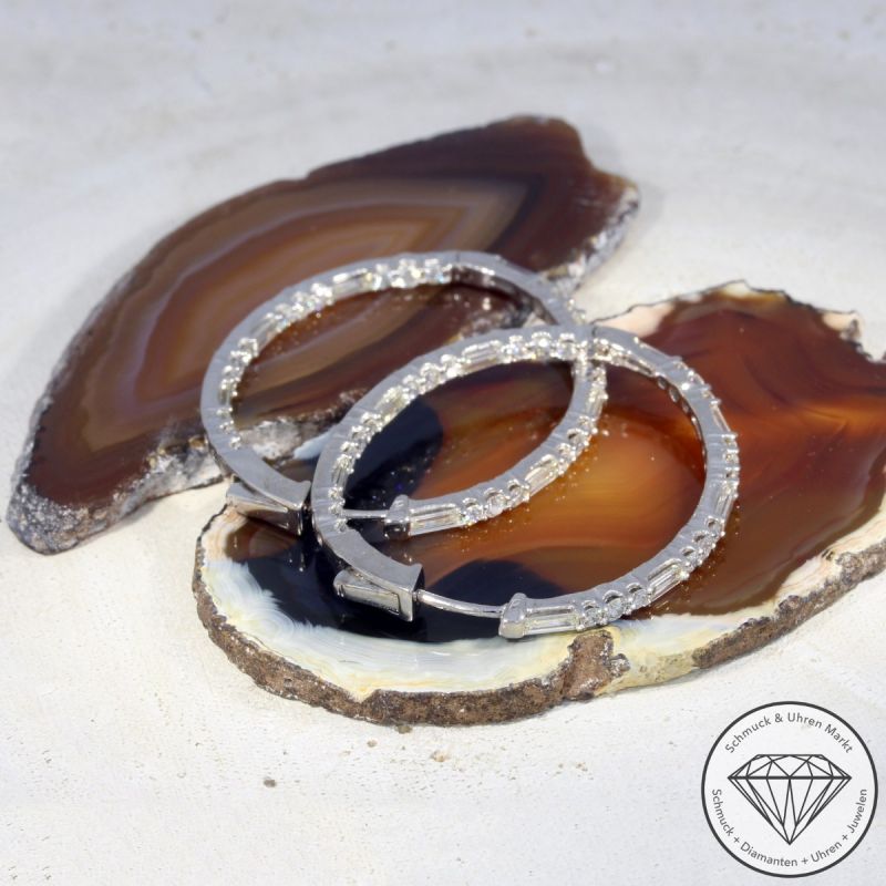 Wert 8900 € Brillant Diamant Creolen in 585er 14 K Weißgold - 96845