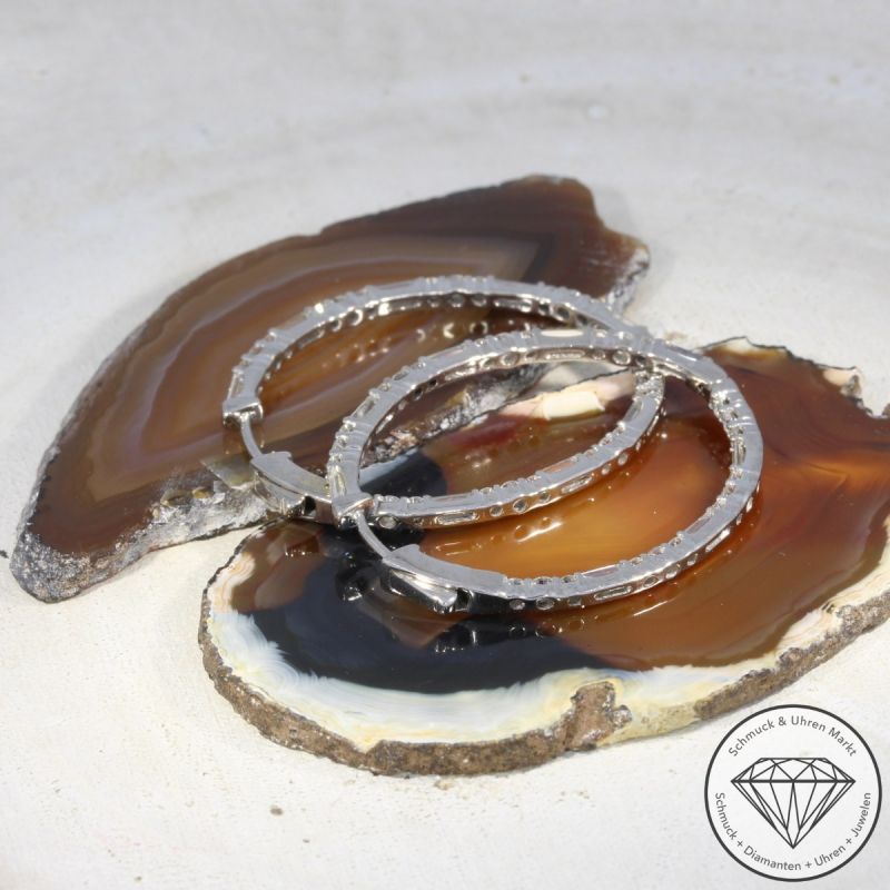 Wert 8900 € Brillant Diamant Creolen in 585er 14 K Weißgold - 96845