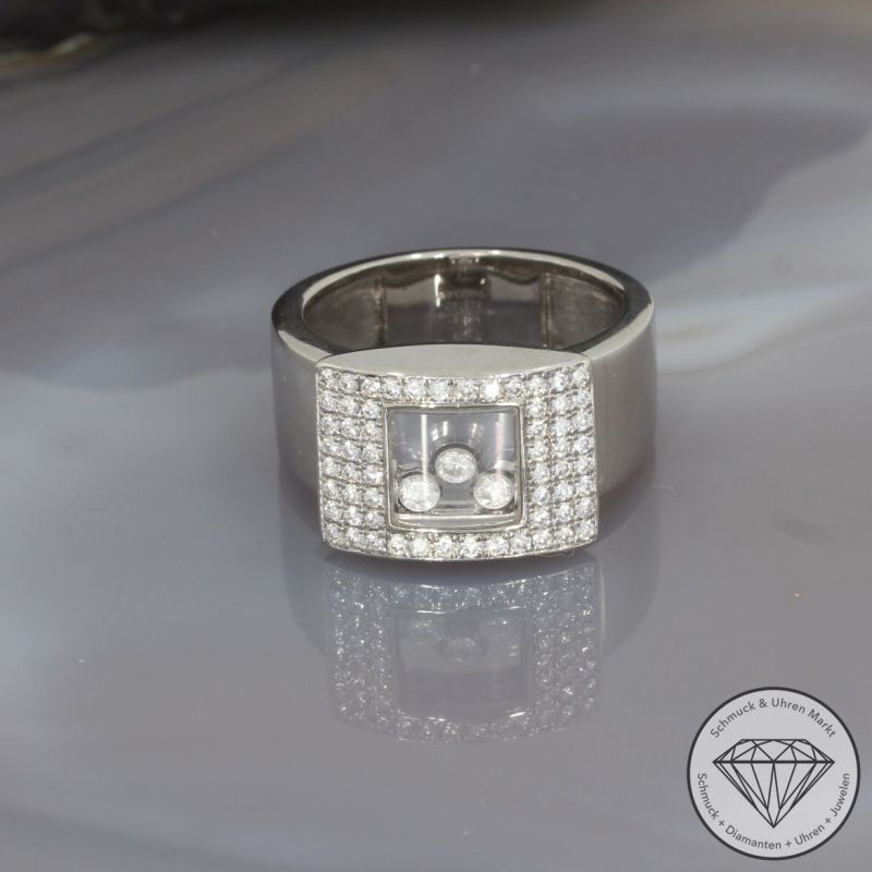 Wert 13500 € Chopard Happy Diamonds Brillant Ring (ca. 0,72 carat) in 750er 18 K Weißgold - 96859