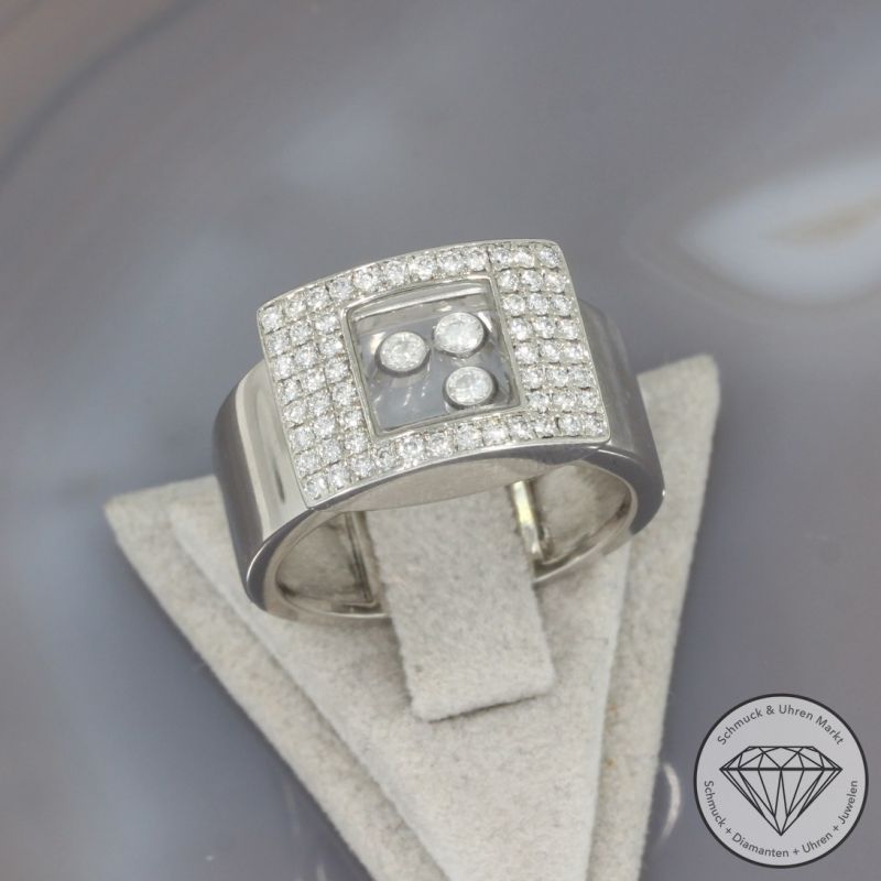 Wert 13500 € Chopard Happy Diamonds Brillant Ring (ca. 0,72 carat) in 750er 18 K Weißgold - 96859