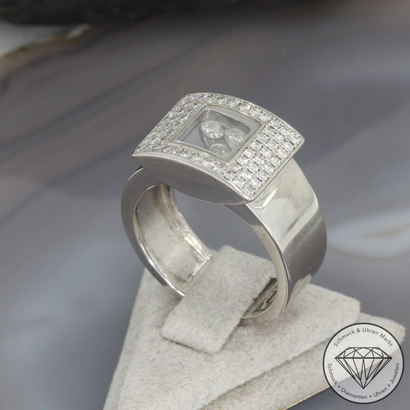 Wert 13500 € Chopard Happy Diamonds Brillant Ring (ca. 0,72 carat) in 750er 18 K Weißgold - 96859