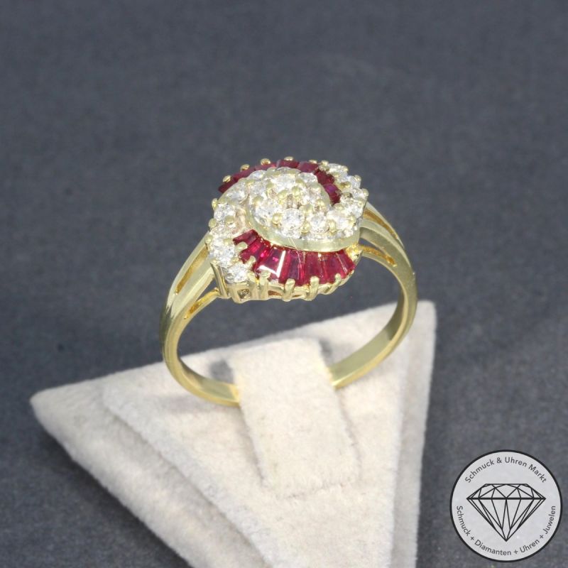 Wert 1950 € Bicolor Brillant Rubin Ring in 585er 14 K Gold - 96870
