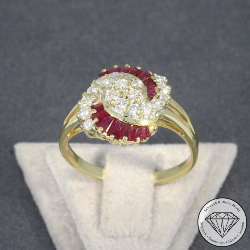 Wert 1950 € Bicolor Brillant Rubin Ring in 585er 14 K Gold - 96870