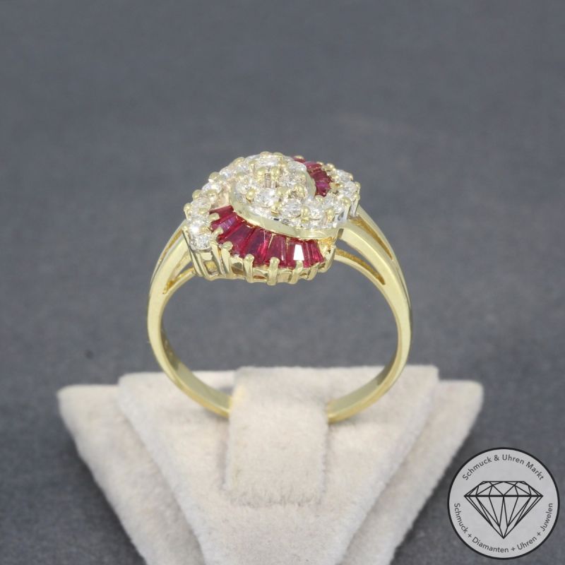 Wert 1950 € Bicolor Brillant Rubin Ring in 585er 14 K Gold - 96870