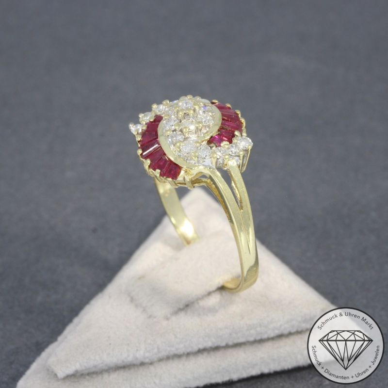 Wert 1950 € Bicolor Brillant Rubin Ring in 585er 14 K Gold - 96870