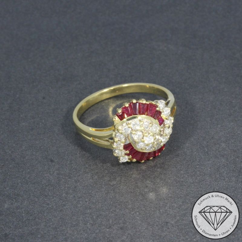 Wert 1950 € Bicolor Brillant Rubin Ring in 585er 14 K Gold - 96870