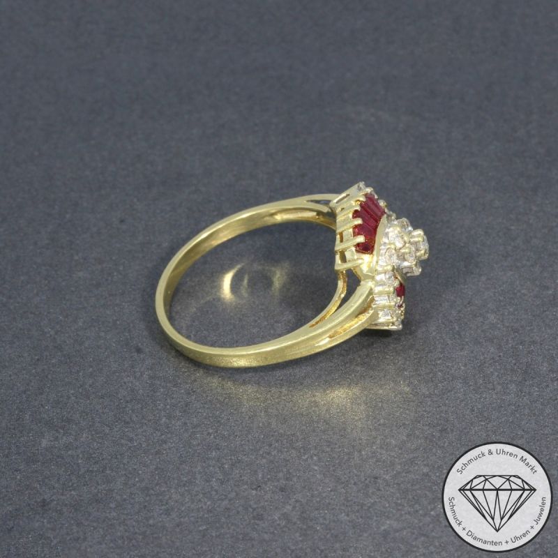 Wert 1950 € Bicolor Brillant Rubin Ring in 585er 14 K Gold - 96870