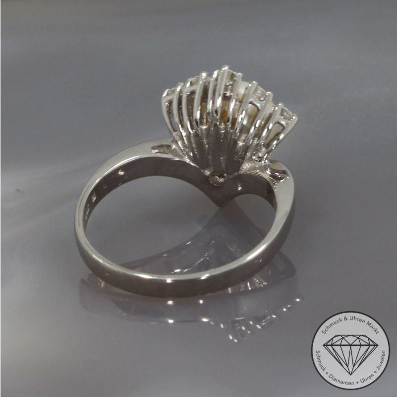 Wert 2100 € Brillant Perl Ring in 585er 14 K Weißgold - 96871