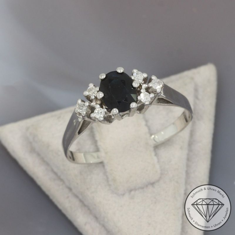 Wert 850 € Diamant Saphir Ring in 585er 14 K Weißgold - 96872
