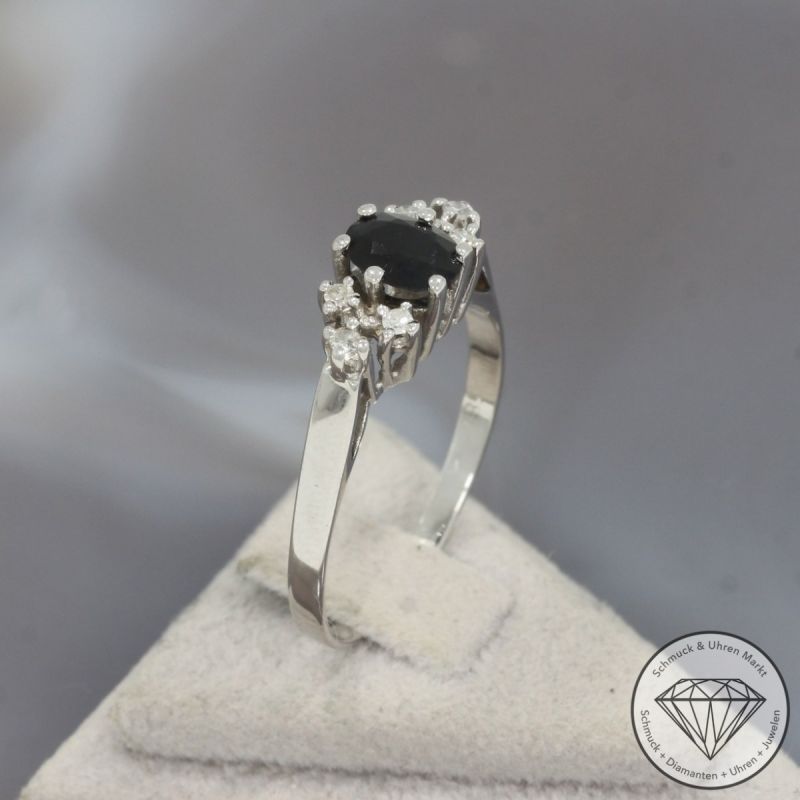 Wert 850 € Diamant Saphir Ring in 585er 14 K Weißgold - 96872