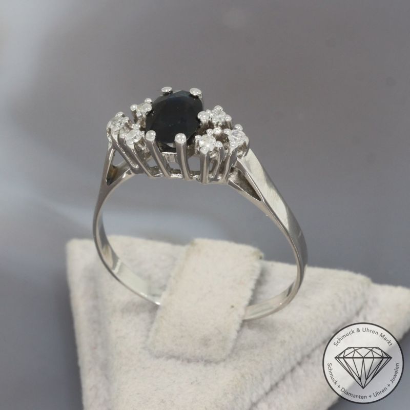 Wert 850 € Diamant Saphir Ring in 585er 14 K Weißgold - 96872